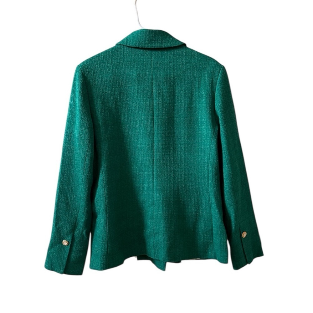 SANDRO Jacy Tweed Double Breasted Blazer Emerald Green Sz 42 EU / US 10 - Picture 3 of 11